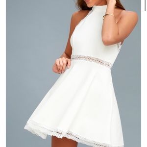 Lulus Reach Out My Hand White Lace Skater Dress